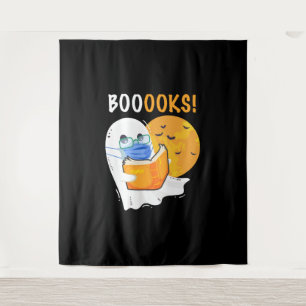 Booooks Halloween Ghost reading books and wearing Tapestry