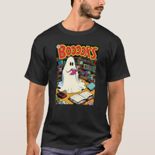 Boooooks Ghost Reading Comic Halloween Ghost Book T-Shirt