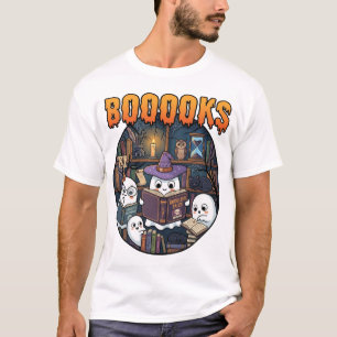 Boooooks Halloween Ghosts Reading Books Witch Hat T-Shirt