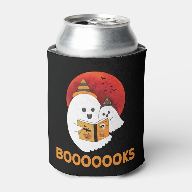 Booooooks Boo Read Books Halloween Can Cooler (Can Front)