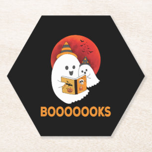 Booooooks Boo Read Books Halloween Paper Coaster