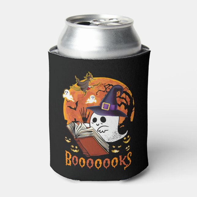 Booooooks Boo Reading Books Halloween  Can Cooler (Can Front)