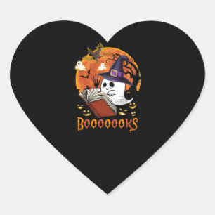 Booooooks Boo Reading Books Halloween  Heart Sticker
