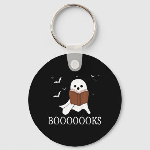 Booooooks Ghost Reading Books Halloween Funny Pun Key Ring