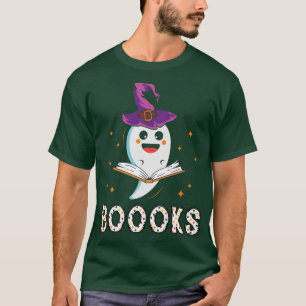 Booooooks Ghost Reading Books Halloween Funny Pun T-Shirt