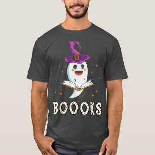 Booooooks Ghost Reading Books Halloween Funny Pun  T-Shirt