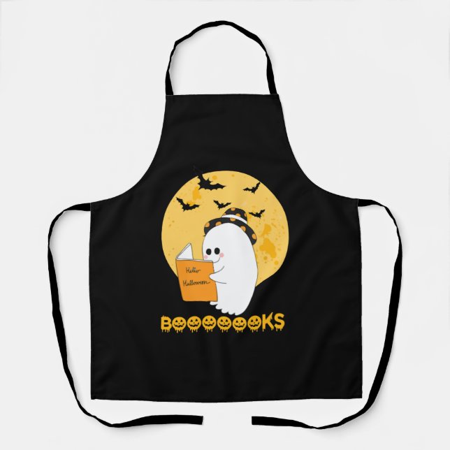 Booooooks Shirt Boo Read Books Halloween  Apron (Front)