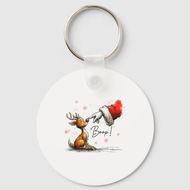 Boop Funny Santa Farmer Reindeer Cute Christmas Ho Key Ring (Front)