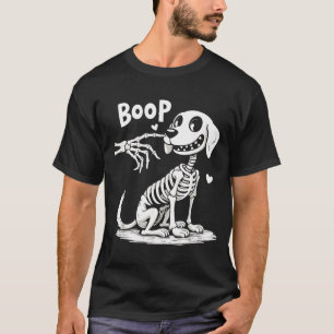 Boop Hand Skeleton And Dog Funny Halloween Dog T-Shirt