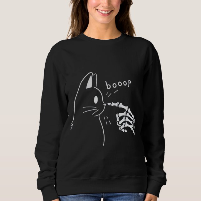 Boop The Floof Skeleton Hand Funny Halloween  Sweatshirt (Front)