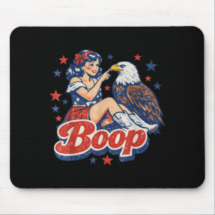 Boop Vintage 4th Of July Girl And Eagle Funny Mouse Pad