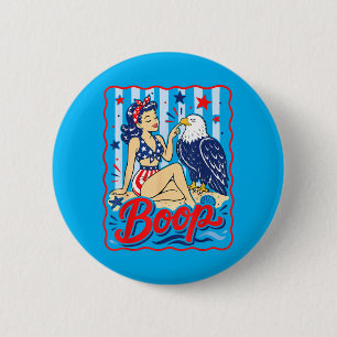 Boop Vintage Usa Girl And Eagle Funny Patriotic 6 Cm Round Badge