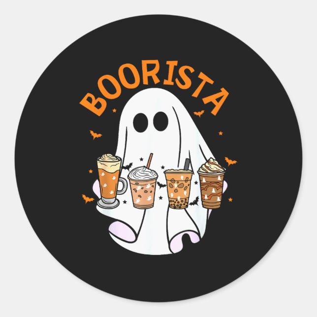 Boorista Barista Ghost Coffee Halloween Soky Seaso Classic Round Sticker (Front)