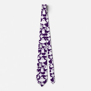 Boos and a Pumpkin. BP01A.B.Dpurple BG Tie