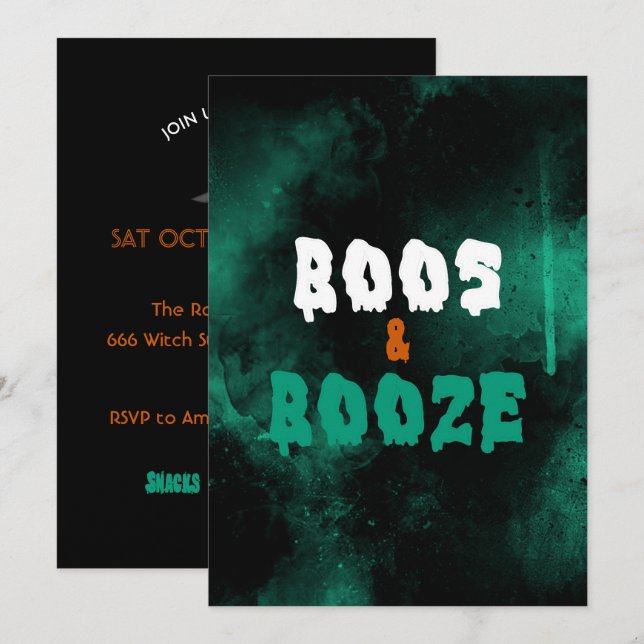 Boos and Boos Adult Halloween Party Invitation (Front/Back)