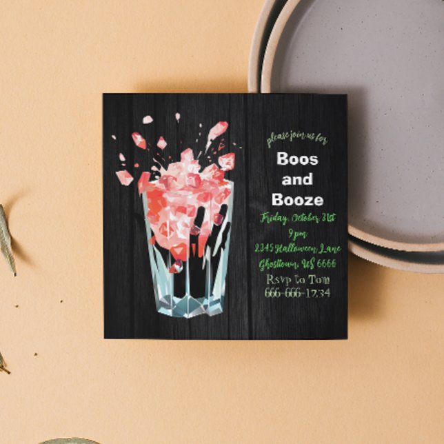 Boos and Booze Adult Halloween Cocktail Invitation (Creator Uploaded)