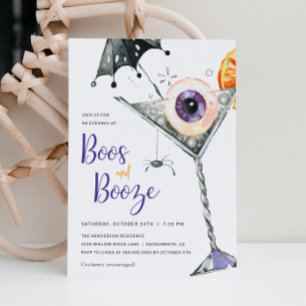 Boos and Booze Adult Halloween Cocktail Party Invitation