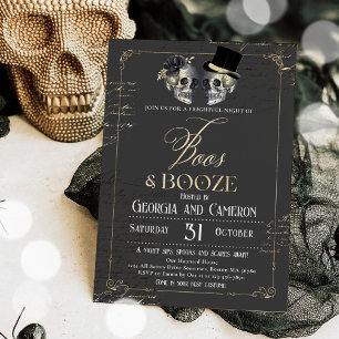 Boos And Booze Adult Halloween Gothic Party Invitation