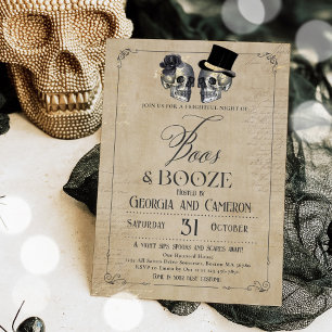 Boos And Booze Adult Halloween Gothic Party  Invitation