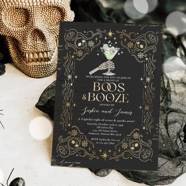 Boos And Booze Adult Halloween Gothic Party Invitation (Creator Uploaded)