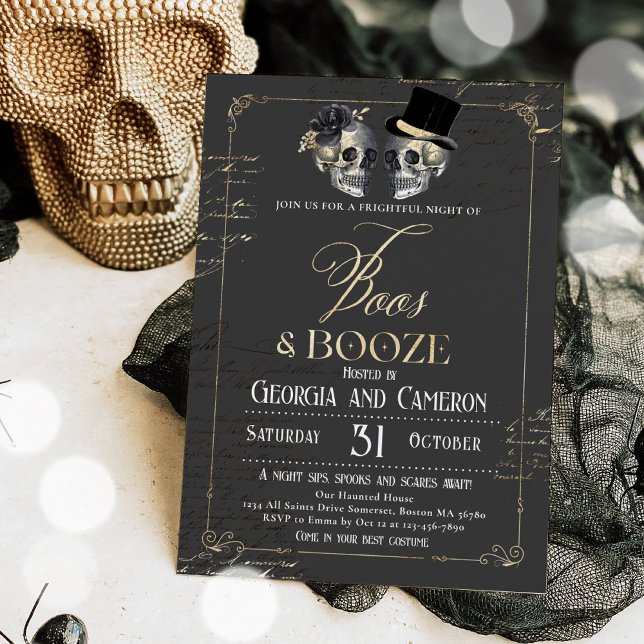 Boos And Booze Adult Halloween Gothic Party  Invitation (Creator Uploaded)