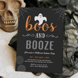 Boos and Booze Adult Halloween Party Invitation