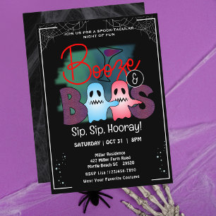 Boos and Booze Adult Halloween Party Invitation