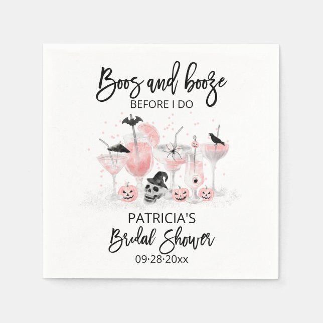 Boos And Booze Before I Do Bridal Shower Napkin (Front)