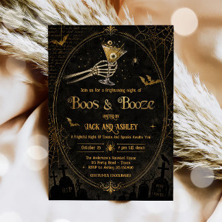 Boos and Booze Brews Adult Halloween Party Invitation
