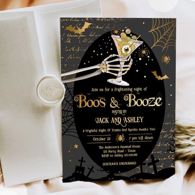 Boos and Booze Brews Adult Halloween Party Invitation (Creator Uploaded)