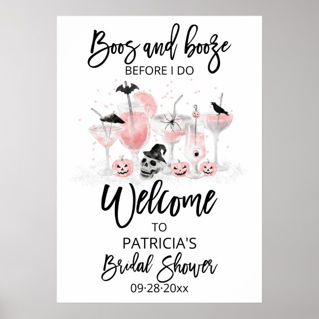 Boos And Booze  Bridal Shower Welcome Sign (Front)