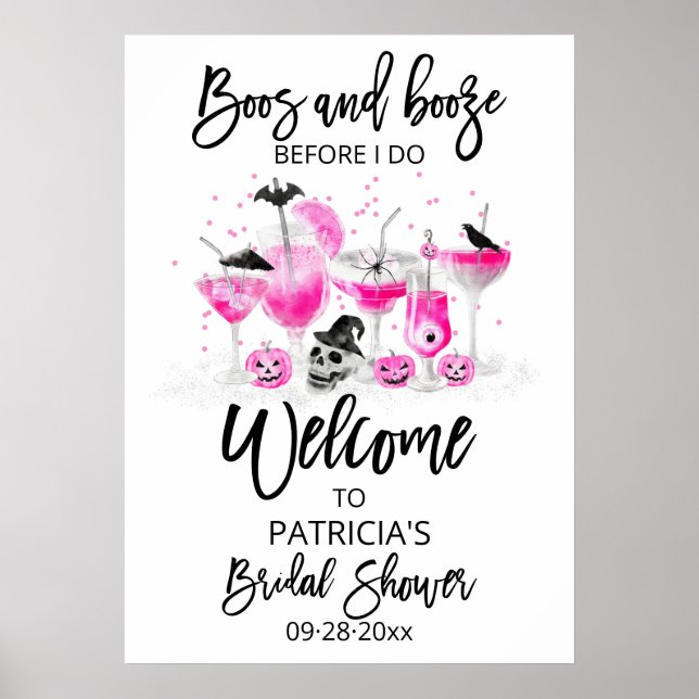 Boos And Booze  Bridal Shower Welcome Sign (Front)