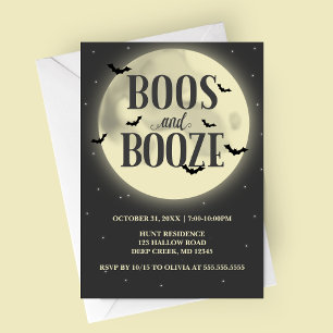 Boos and Booze Full Moon Halloween Party Invitation