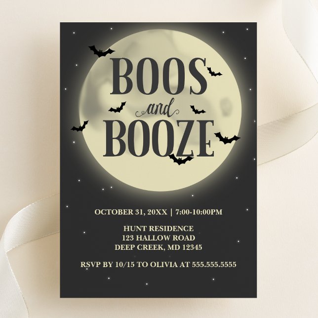 Boos and Booze Full Moon Halloween Party Invitation (Creator Uploaded)