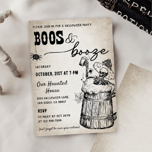 Boos and Booze Ghost Halloween Party Invitation
