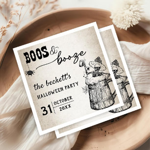 Boos and Booze Ghost Halloween Party Napkin