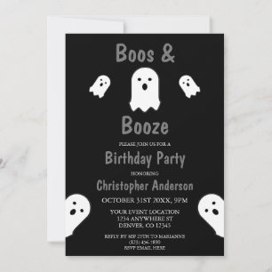 Boos and Booze Halloween Birthday Party Invitation