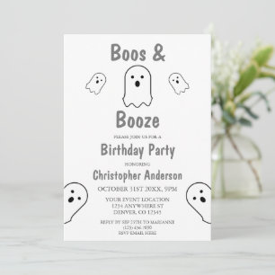 Boos and Booze Halloween Birthday Party Invitation