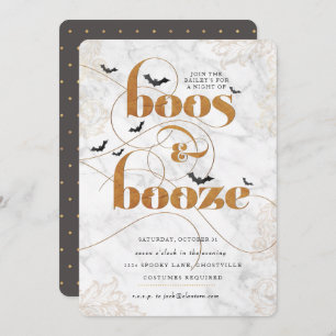 Boos and Booze Halloween Elegant Invitation