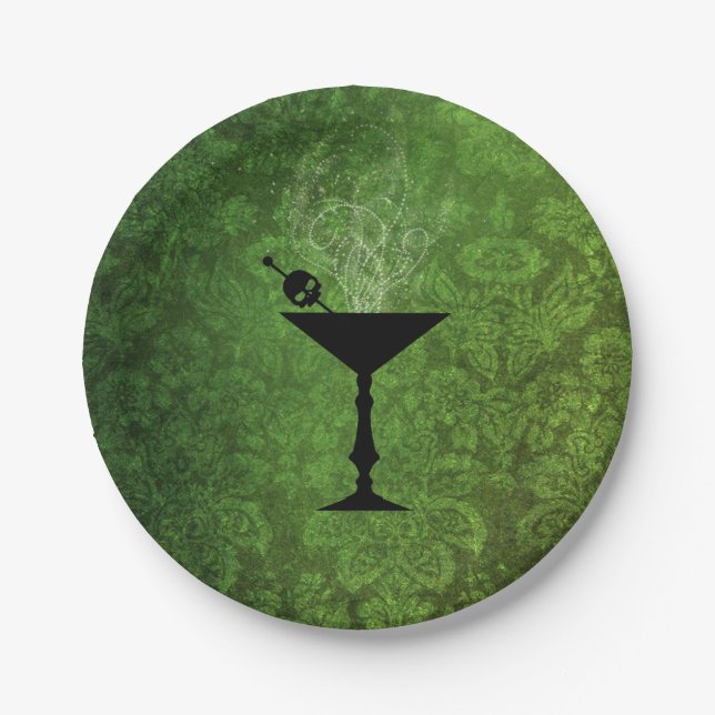 Boos and Booze Halloween Green Paper Plates (Front)