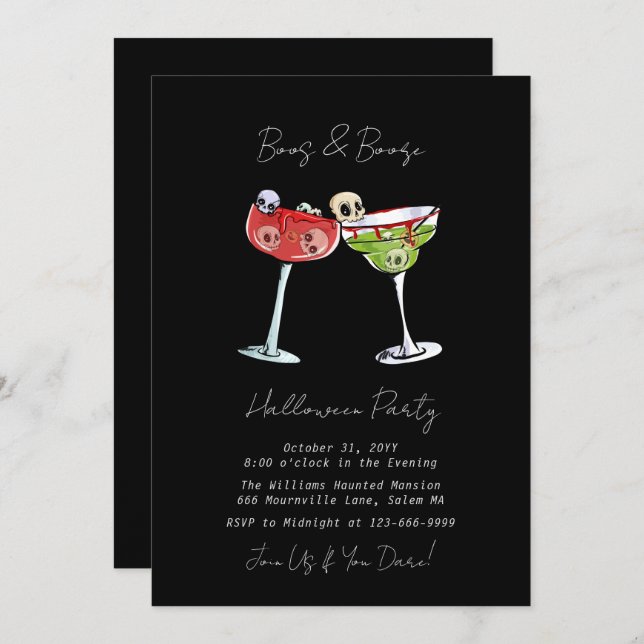 Boos and Booze Halloween Invitation (Front/Back)