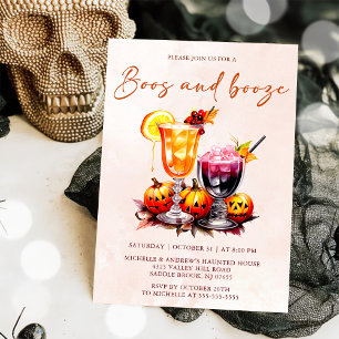 Boos And Booze Halloween  Invitation