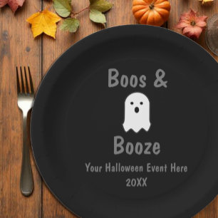 Boos and Booze Halloween Paper Plate