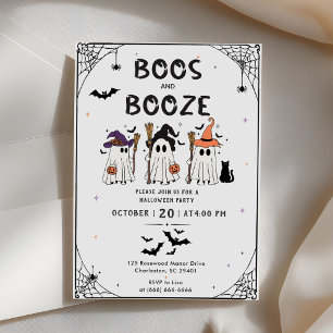 Boos and Booze  Halloween Party  Invitation