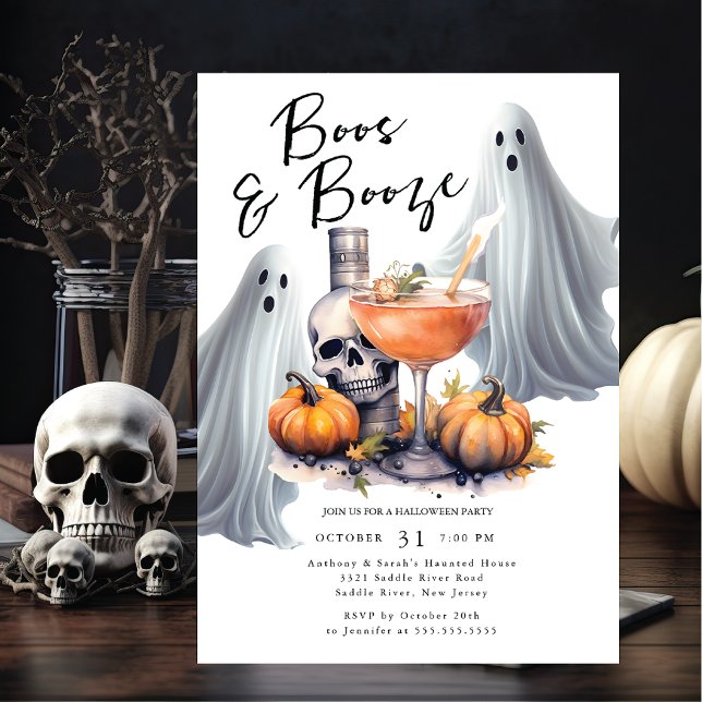 Boos and Booze Halloween Party Invitation (Creator Uploaded)