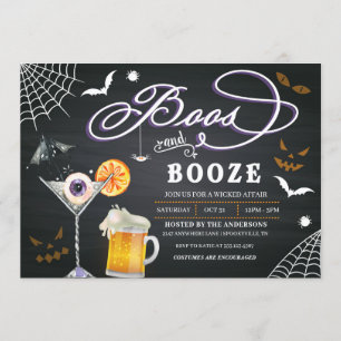 Boos And Booze Halloween Party Invitation