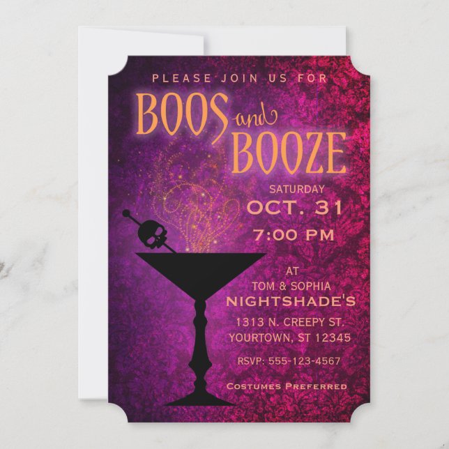Boos and Booze Halloween Party Invitation (Front)