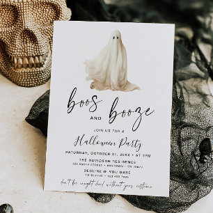 Boos and Booze Halloween Party Invitation Ghost