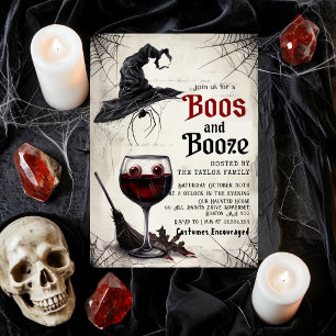 Boos and Booze Halloween Party Invitation Witch