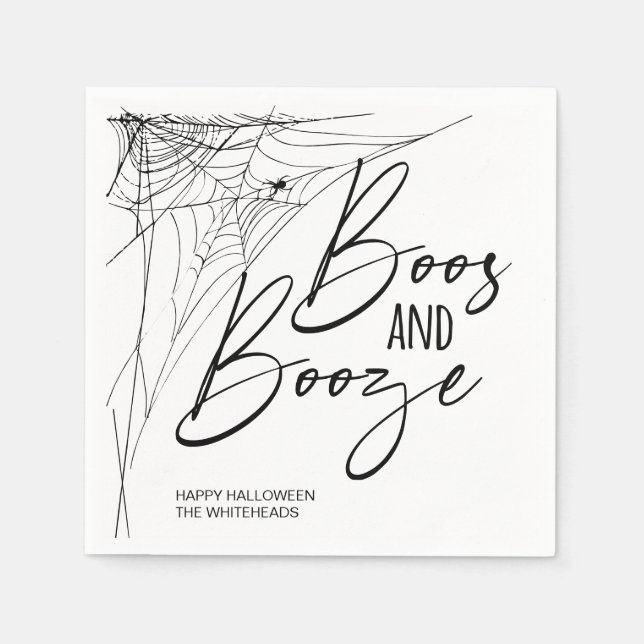 Boos and Booze Halloween Party Napkin (Front)